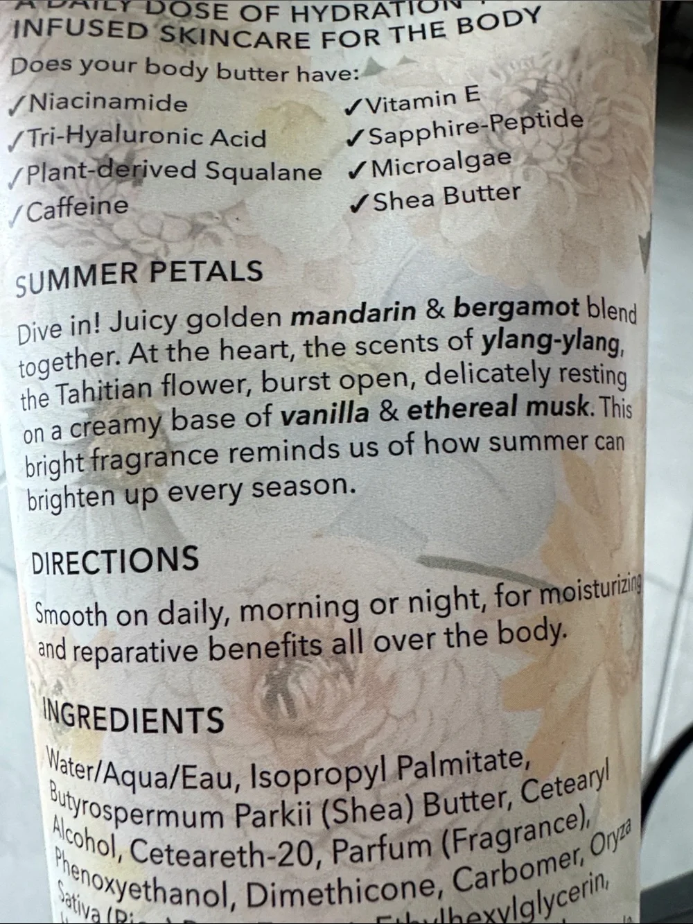 Nakery Beauty SkinToning Body Butter - Summer Petals NWT 300 ml